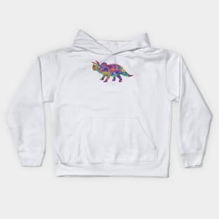 Triceratops dinosaur watercolor art Kids Hoodie